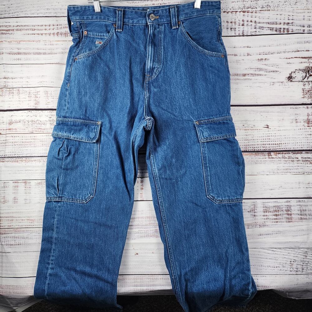 Tommy Hilfiger Men’s 34x34 (34x32) Aiden Baggy Wide Leg Denim Blue Jeans